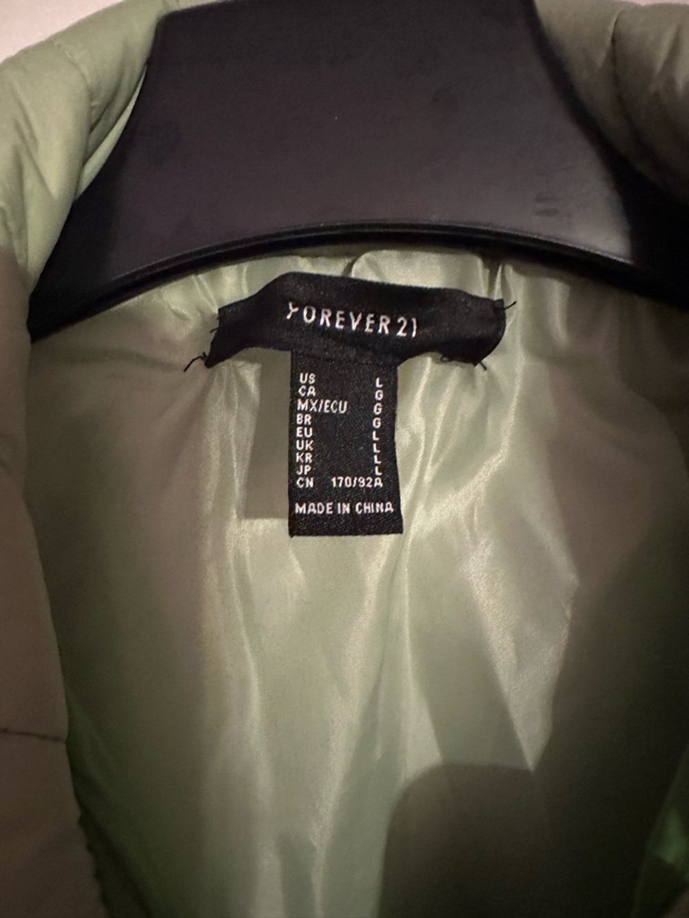 Forever 21 Light Green Quilted Jacket with Orange Trim - Picture 3 of 3